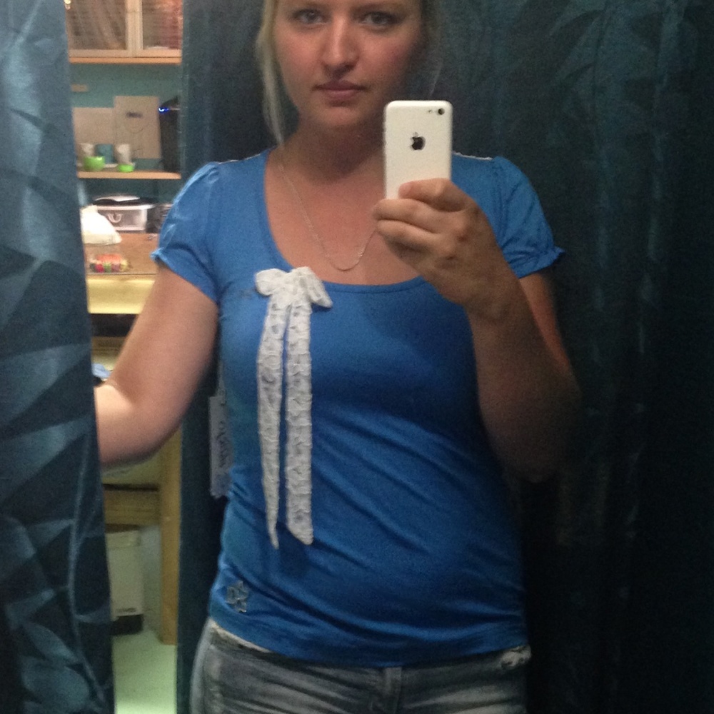 Short sleeve lace top combo blue
